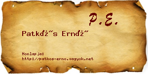Patkós Ernő névjegykártya